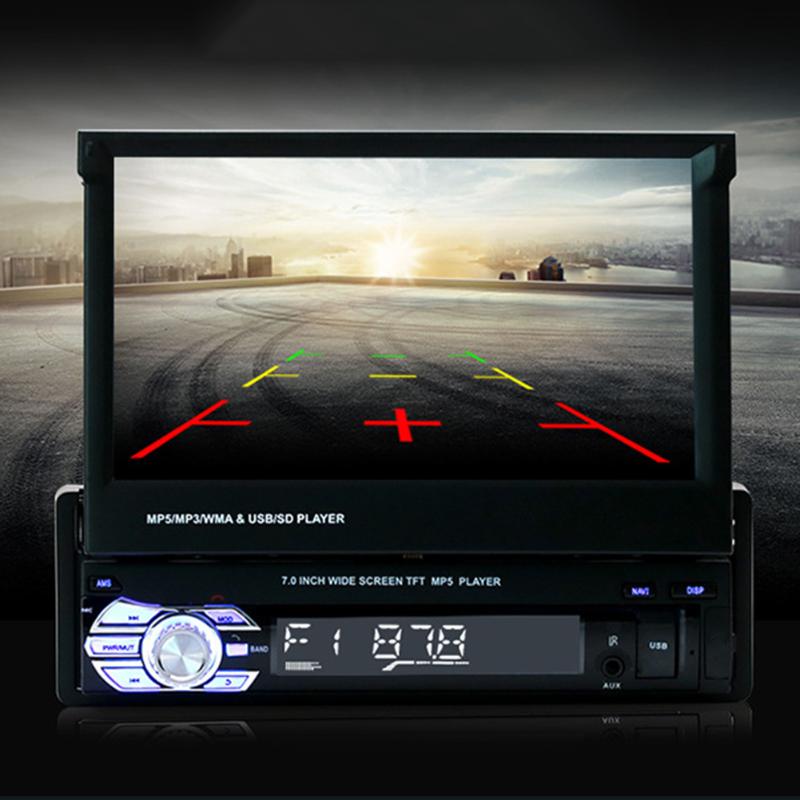 DC 12V Universal 7 inch Telescopic LCD Screen Car MP5 Player Handsfree Bluetooth MP3 Audio Video Player Reversing Monitor - ebowsos
