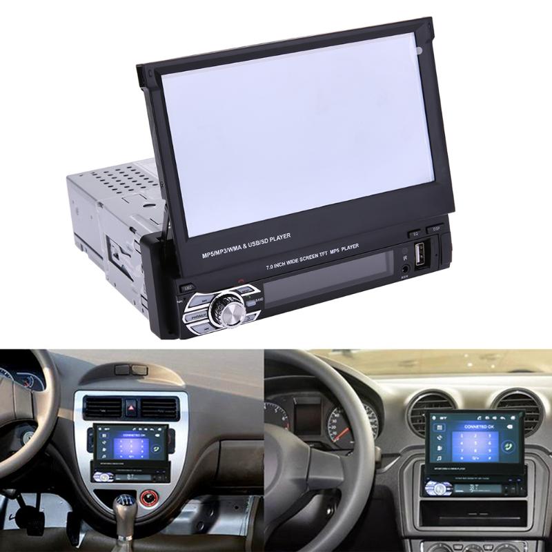 DC 12V Universal 7 inch Telescopic LCD Screen Car MP5 Player Handsfree Bluetooth MP3 Audio Video Player Reversing Monitor - ebowsos