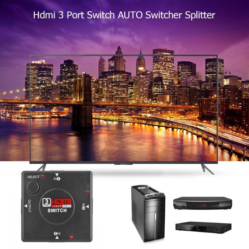HDMI Splitter 3 Port Hub Box 1080P HD 1.4 Auto Switch 3 In 1 Out Switcher for HDTV XBOX360 PS3 Projector - ebowsos