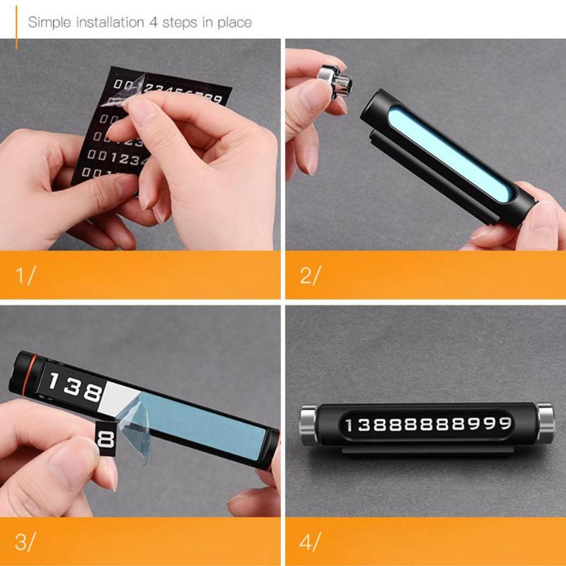 Luminous Car Temporary Parking Card Rotatable Telephone Number Plate Magnetic Adsorption Design Car Styling Promotion - ebowsos