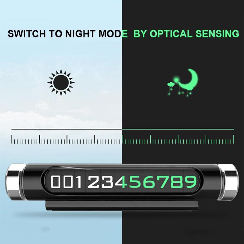 Luminous Car Temporary Parking Card Rotatable Telephone Number Plate Magnetic Adsorption Design Car Styling Promotion - ebowsos