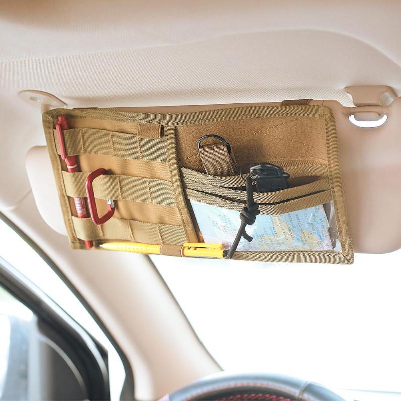 Multifunction Auto Car Sun Visor Organizer Bag Vehicle Universal Sun Shade Mount Pen Card Keys Holder Storage Bag Pouch - ebowsos