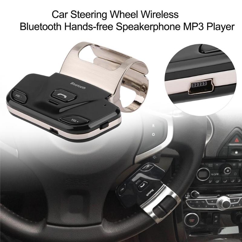 Portable Car Steering Wheel Controller Wireless Bluetooth Car Kit Hands-free Speakerphone MP3 Audio Music Player Charger - ebowsos