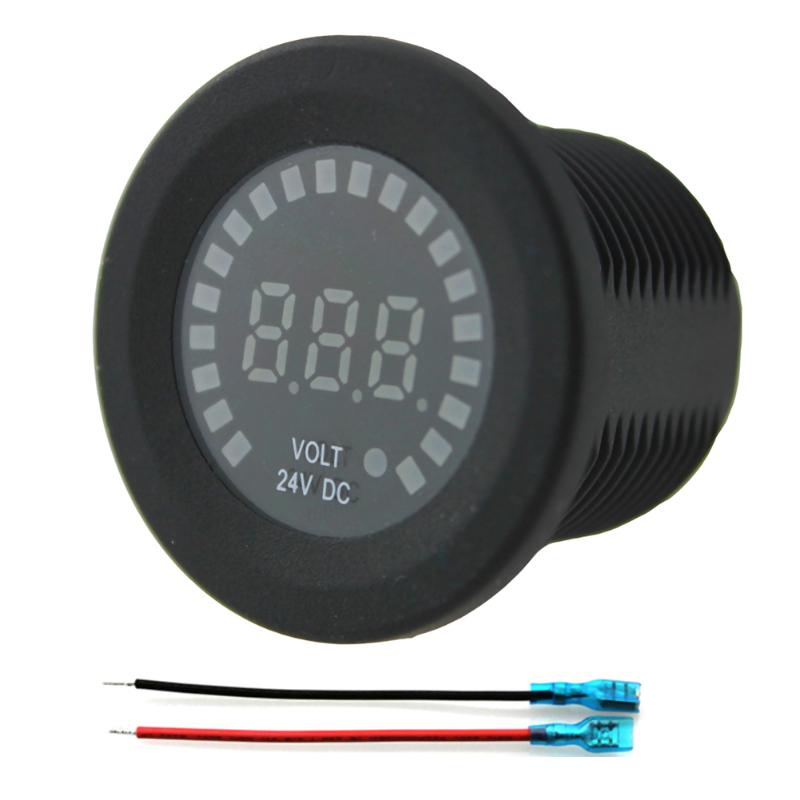 Professional Black 24 V DC LED Digital Display Auto Car Motorcycle voltmeter Metro Waterproof Voltmeter Socket - ebowsos