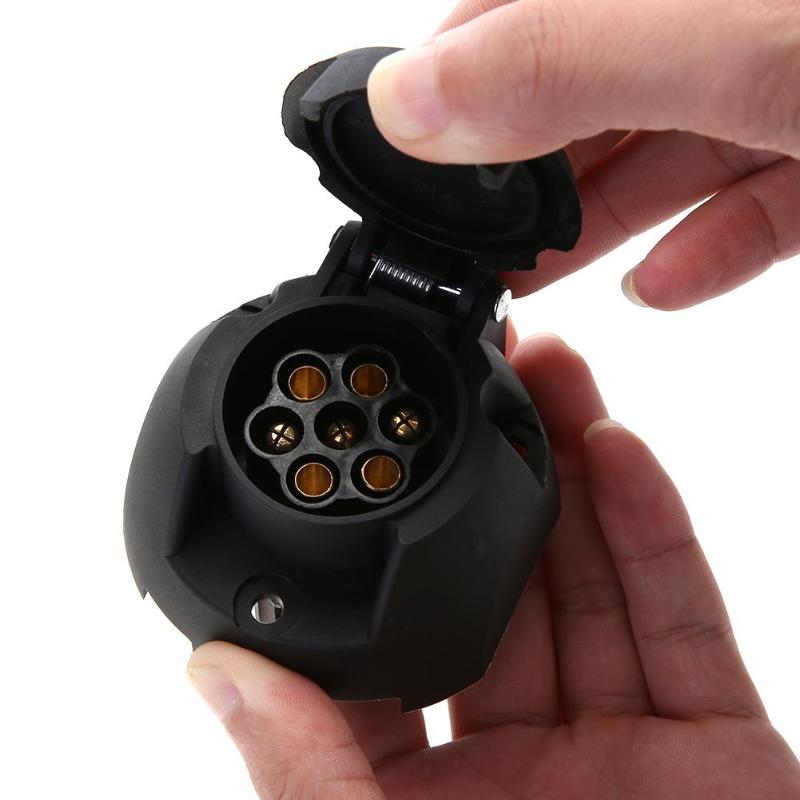 Round Hole Trailer Plug 7-Way EU RV Boat Truck Trailer Connector Plug+ ...
