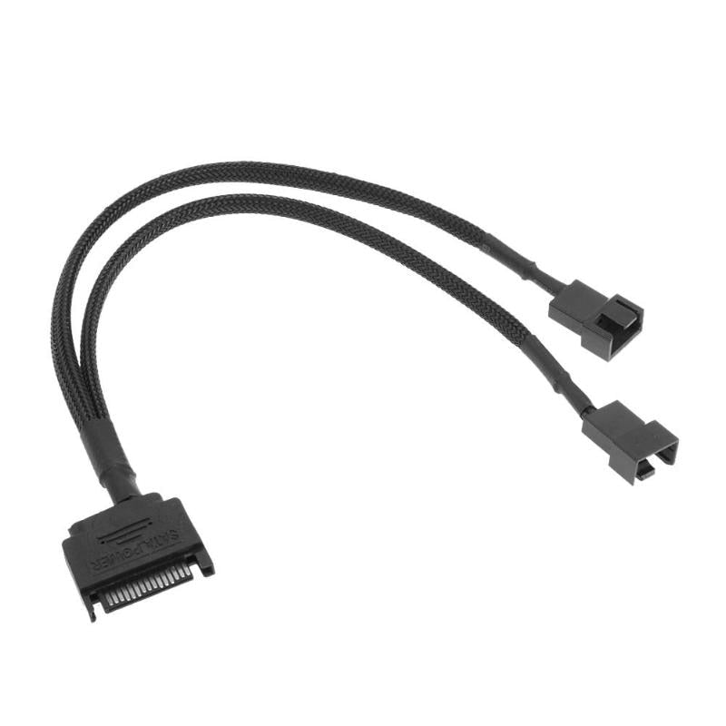 Sleeved SATA 15Pin to 2 Way 3Pin 4Pin Fan Power Adapter Extension Cable Wire Cord - ebowsos