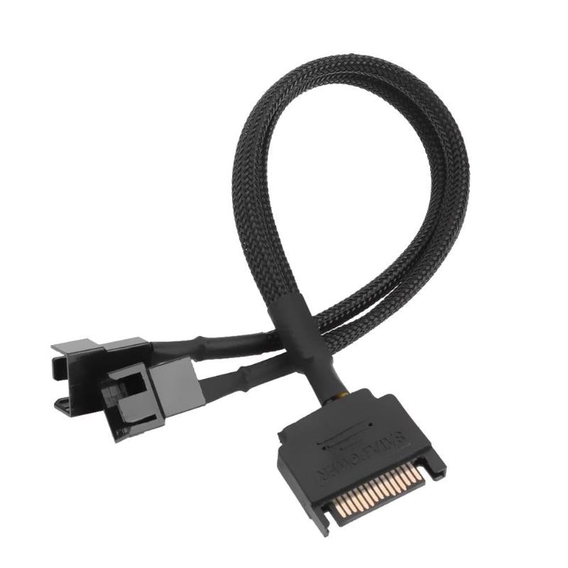 Sleeved SATA 15Pin to 2 Way 3Pin 4Pin Fan Power Adapter Extension Cable Wire Cord - ebowsos