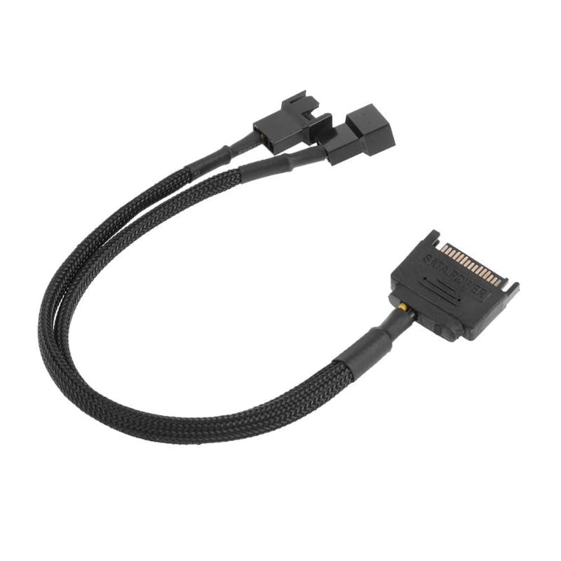 Sleeved SATA 15Pin to 2 Way 3Pin 4Pin Fan Power Adapter Extension Cable Wire Cord - ebowsos