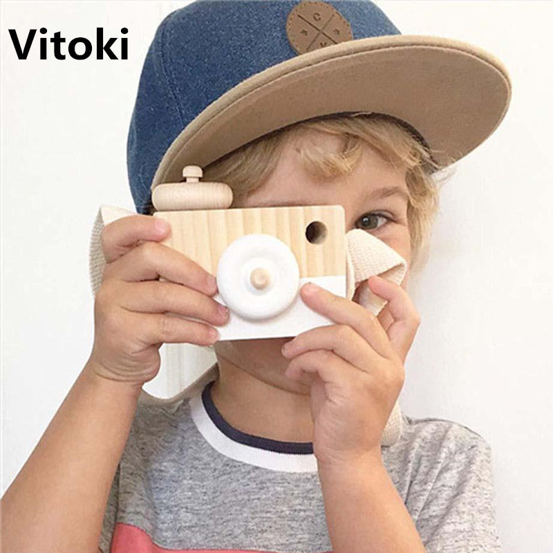 Colorful Wooden Camera Toy Gifts Kids 9.5cm Safe Natural Wood Toy Fashion Clothing Accessory Birthday Toy Dropshipping-ebowsos
