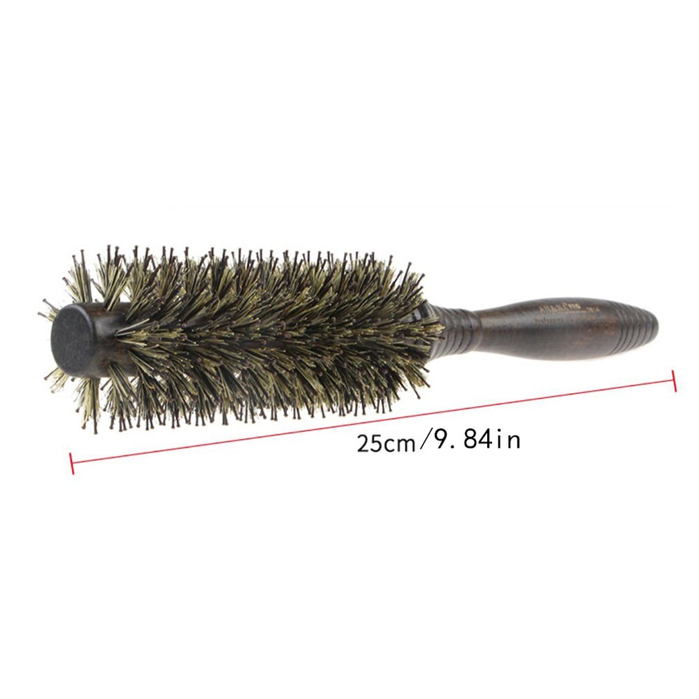 Walnut Pig Bristle High Temperature Anti-static Inner Buckle Straight Hair Curling Comb Cylinder Roller Comb - ebowsos