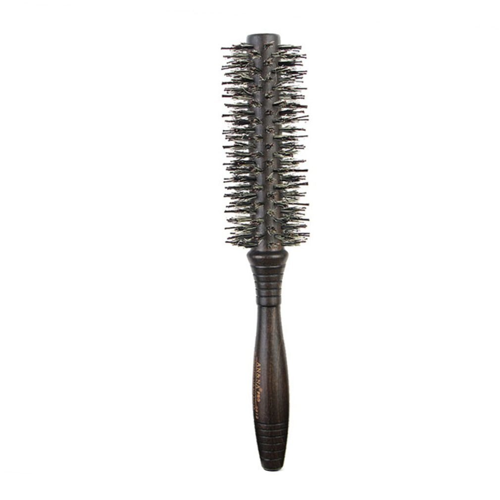 Walnut Pig Bristle High Temperature Anti-static Inner Buckle Straight Hair Curling Comb Cylinder Roller Comb - ebowsos