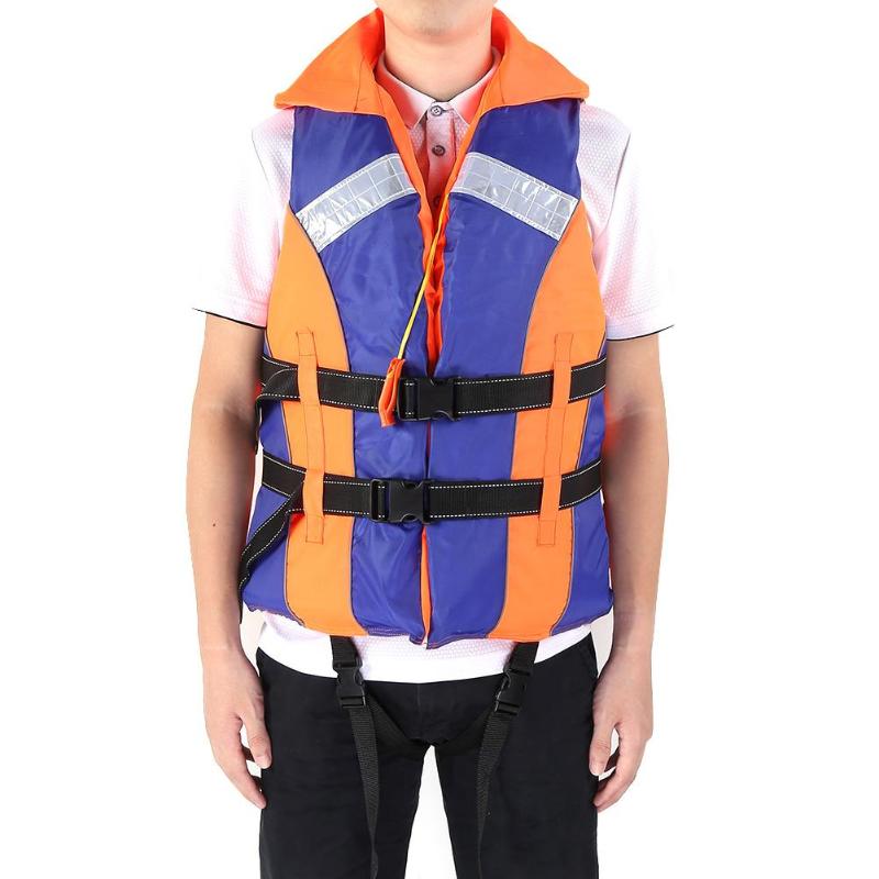 Water Sports Adult Vest Jacket Reflective Strips Safety Fishing Snorkeling Swimming Boating Drifting Life Vest with Whistle-ebowsos