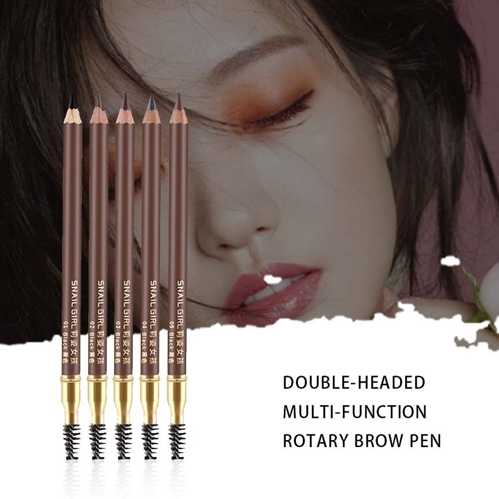 Waterproof And Sweat-proof Long-lasting Not Blooming Double Eyebrow Pencil Automatic Rotating Eyebrow Pencil - ebowsos