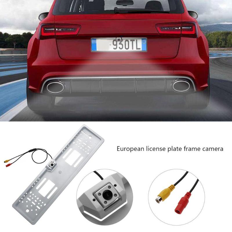 Waterproof European Auto Car License Plate Frame LED Backup Camera Automobiles Number Plate Holder Bracket Parking Rearview Cam - ebowsos