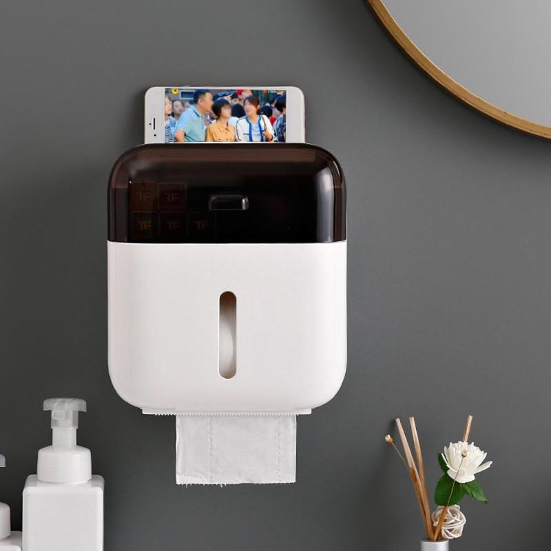 Waterproof Wall Mount Toilet Paper Holder Creative Lightweight and Delicate Tray Roll Tube Storage Creative Shelf 225x200x125mm - ebowsos