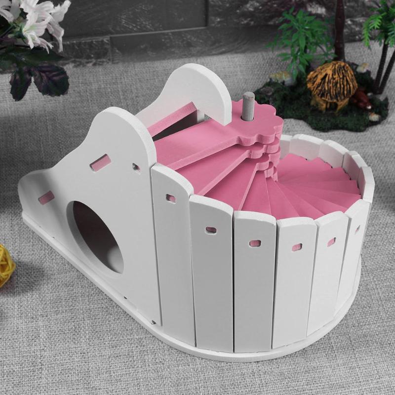 WaterproofWood Hamster House Cute Eco-Friendly Viewing Deck House for Pets Creative Small Pet Rat Mouse Hut Nest With Ladder - ebowsos