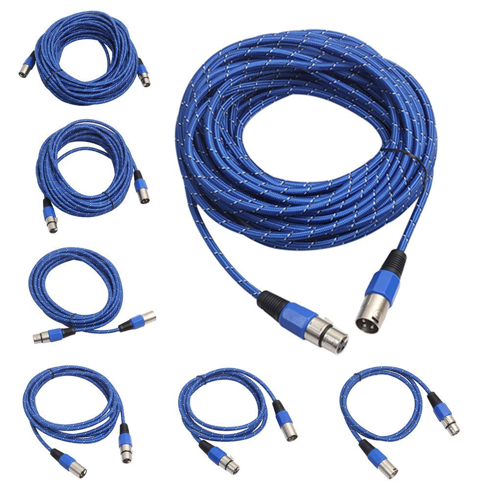 Weaving 3 Pin XLR Microphone Cable Male to Female Microphone Audio Extension Cord 1/1.8/3M - ebowsos