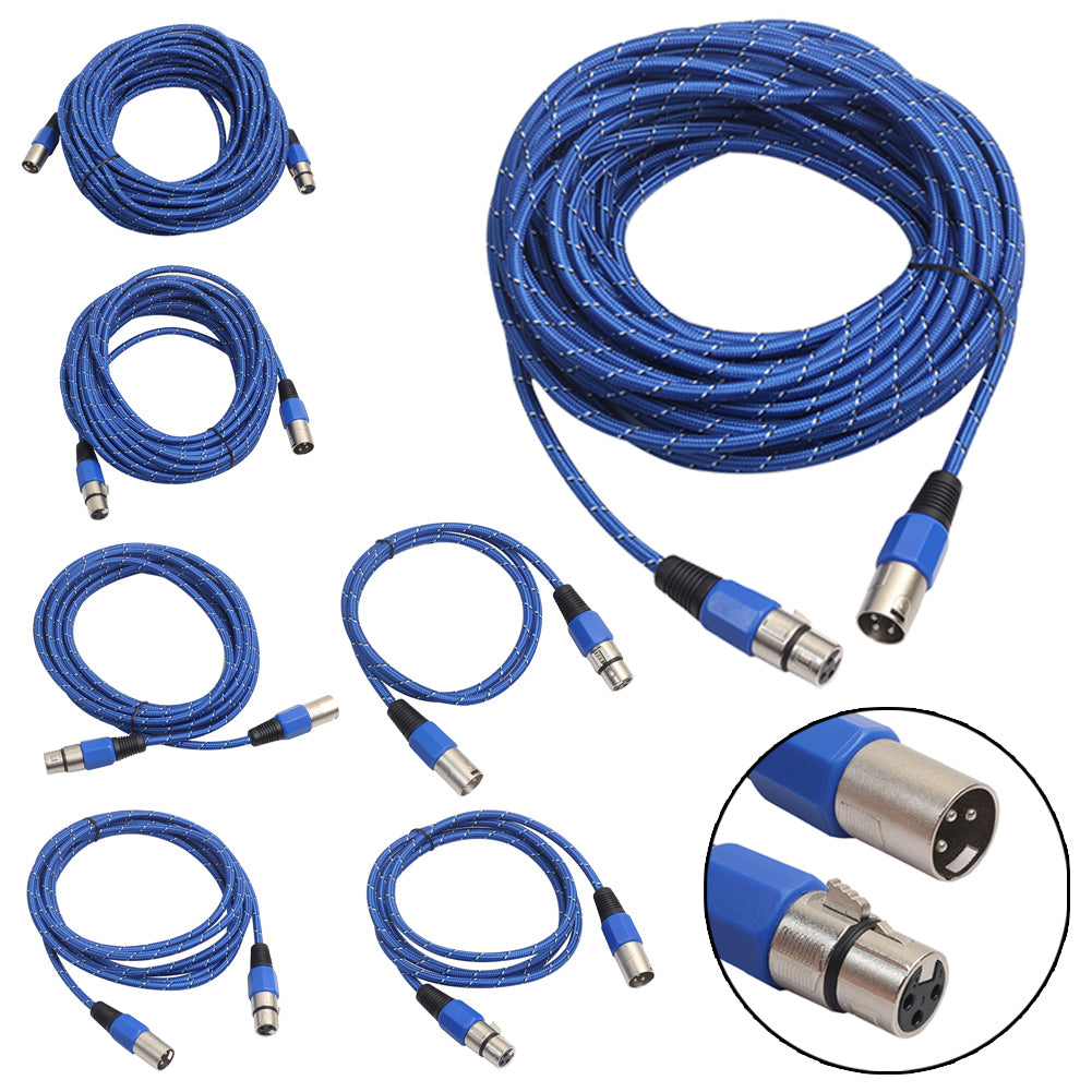 Weaving 3 Pin XLR Microphone Cable Male to Female Microphone Audio Extension Cord 5//10/15/20M - ebowsos