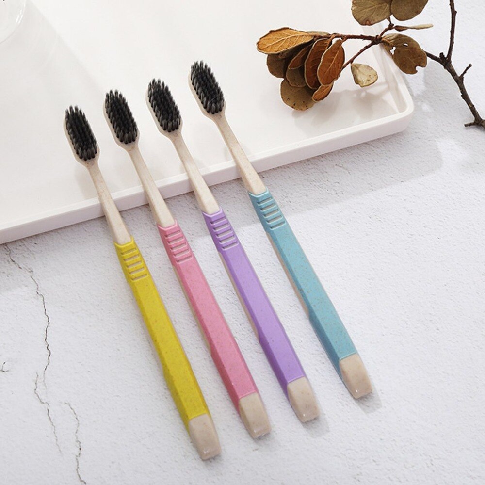 Wheat Straw Toothbrush High Quality Tooth Brush Bamboo Charcoal Bristle Brush Eco-friendly Brush Tooth Care K-666 - ebowsos