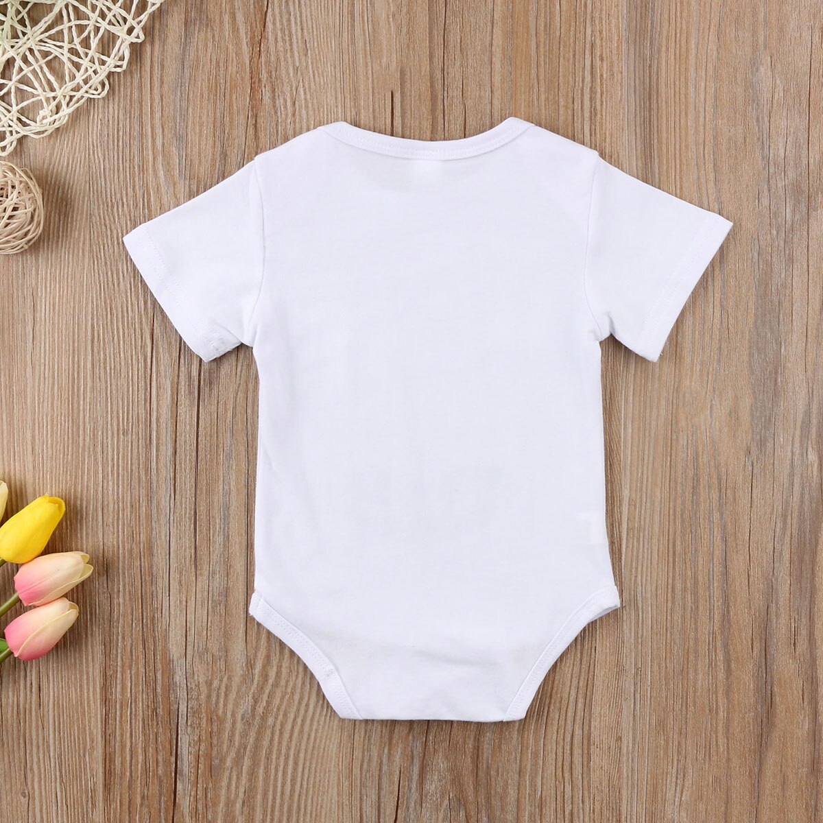 White Cute Letter Baby Girl Infant Cotton Daddy's Short Sleeve Cotton Bodysuits Jumpsuit Playsuit Clothes Outfit - ebowsos