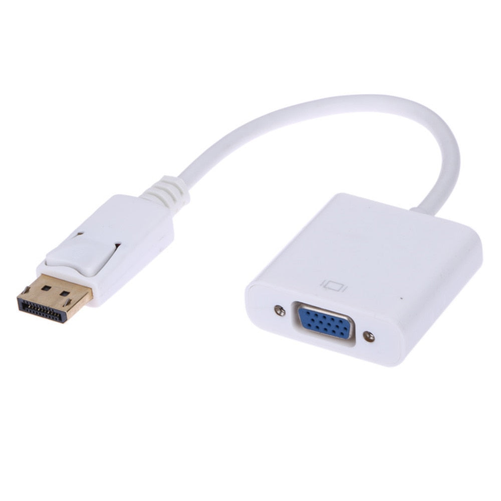 White New Display Port DP Male to HDMI DVI VGA RGB Female Adaptor Adapter Converter Connector HD 1080p For PC Laptop - ebowsos