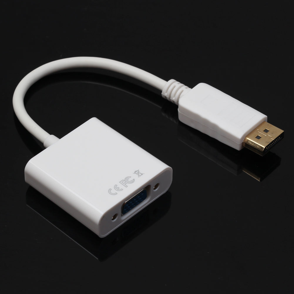 White New Display Port DP Male to HDMI DVI VGA RGB Female Adaptor Adapter Converter Connector HD 1080p For PC Laptop - ebowsos