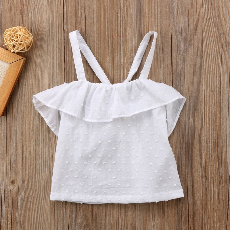 White Summer Children Clothing T-shirts Newborn Baby Girls Sleeveless Shirt T-shirts Tops Clothes Blouse - ebowsos