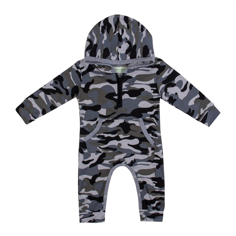 Winter Clothes Newborn Camouflage Baby Boy Romper Hooded Sleeveless Cotton Jumpsuit Warm Clothes Outfit - ebowsos