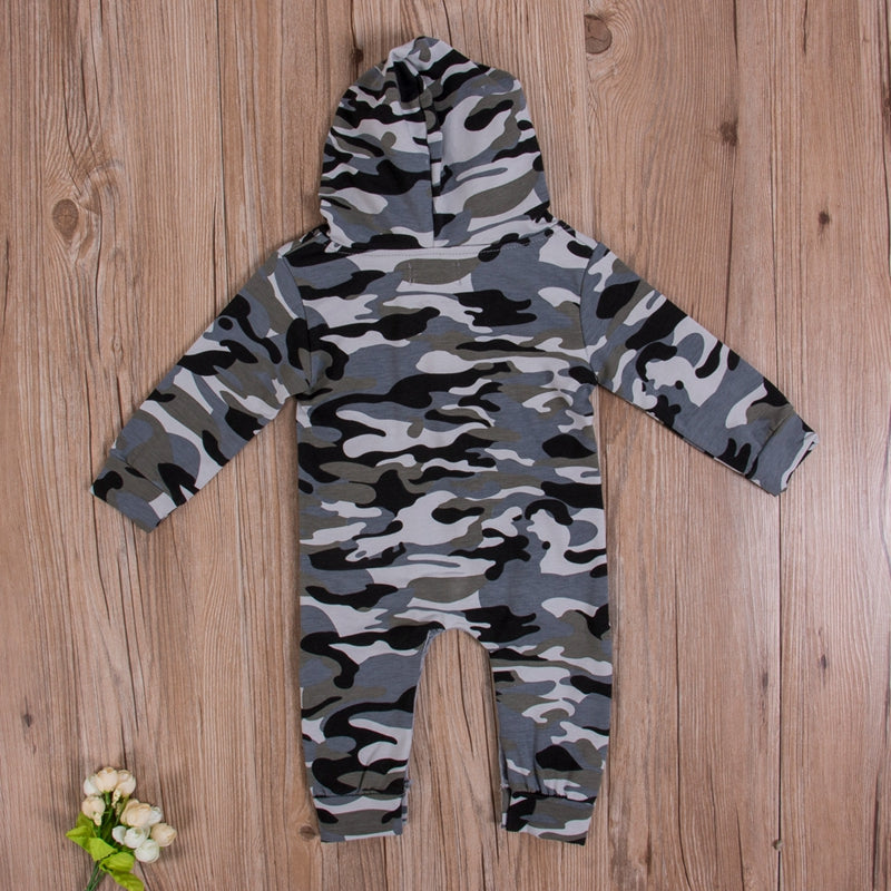 Winter Clothes Newborn Camouflage Baby Boy Romper Hooded Sleeveless Cotton Jumpsuit Warm Clothes Outfit - ebowsos