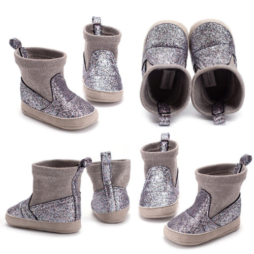 Winter Warm Baby Silver wire pull toddler Shoes Boots Girl Boy Snow Booties Antiskid Kids Flat Crib Shoes - ebowsos