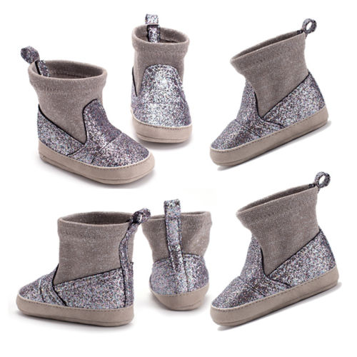 Winter Warm Baby Silver wire pull toddler Shoes Boots Girl Boy Snow Booties Antiskid Kids Flat Crib Shoes - ebowsos