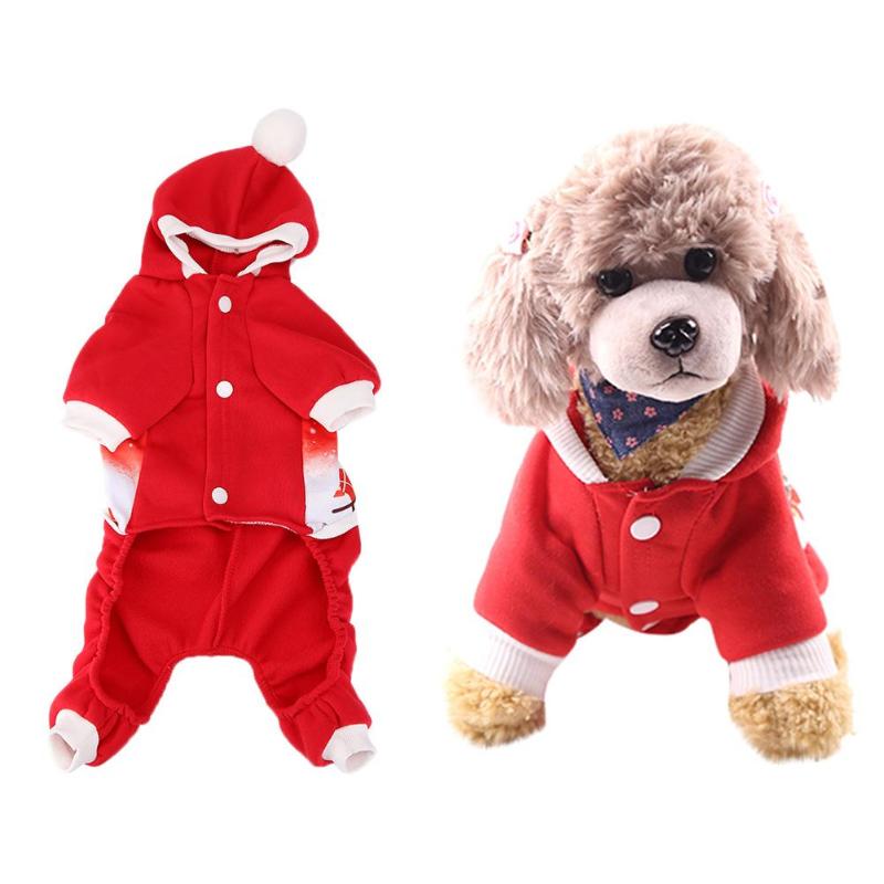 Winter Warm Pets Four-Legs Hoodies Coats Sweaters Coats Cotton Puppy Dog Christmas Costume for Chihuahua XS-2XL - ebowsos
