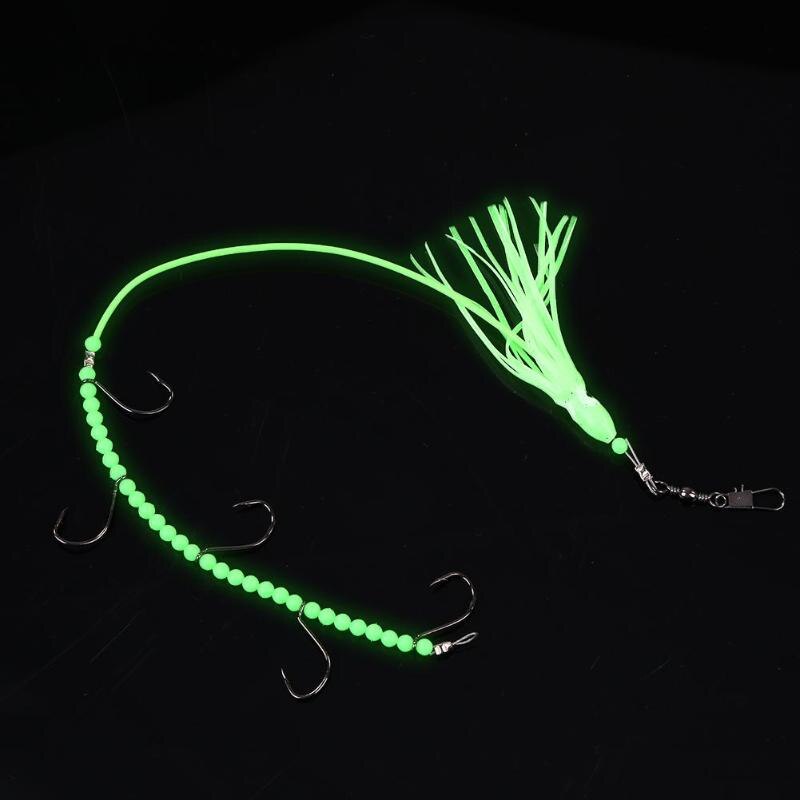 Wire Line Luminous Octopus Squid Fishing Bait with 5 Fishing String Hooks Practical And Simple Fishing-ebowsos