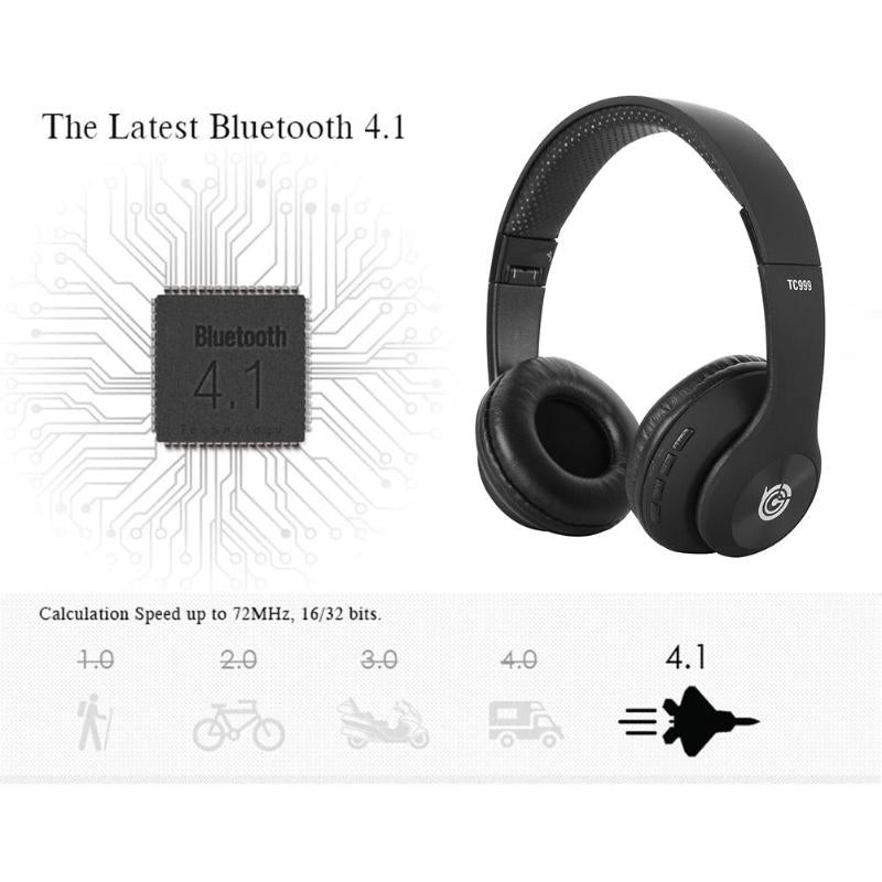Wireless Bluetooth Stereo Over-head Headphone Noise Cancelling Heatset Headband Handsfree Earphone with Microphone - ebowsos
