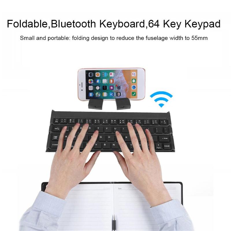 Wireless Foldable Bluetooth Keyboard Mini 64 Key Keypad for Tablet Laptop - ebowsos