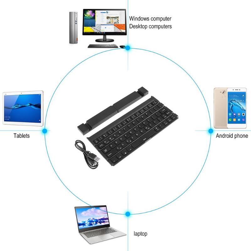 Wireless Foldable Bluetooth Keyboard Mini 64 Key Keypad for Tablet Laptop - ebowsos
