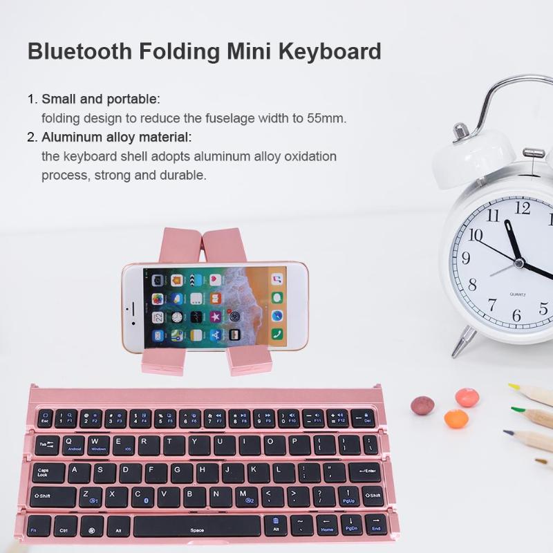 Wireless Foldable Bluetooth Keyboard Mini 64 Key Keypad for Tablet Laptop - ebowsos