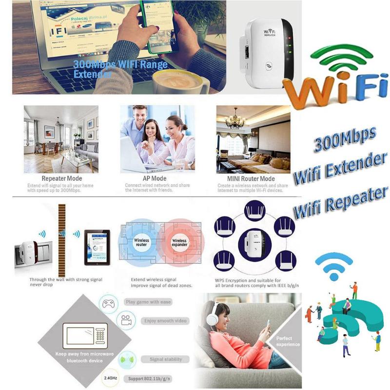 Wireless Wifi Repeater 300Mbps wifi Extender Long Range Repeater wi-fi Access Point 802.11n/b/g Wifi Signal Amplifier Booster - ebowsos