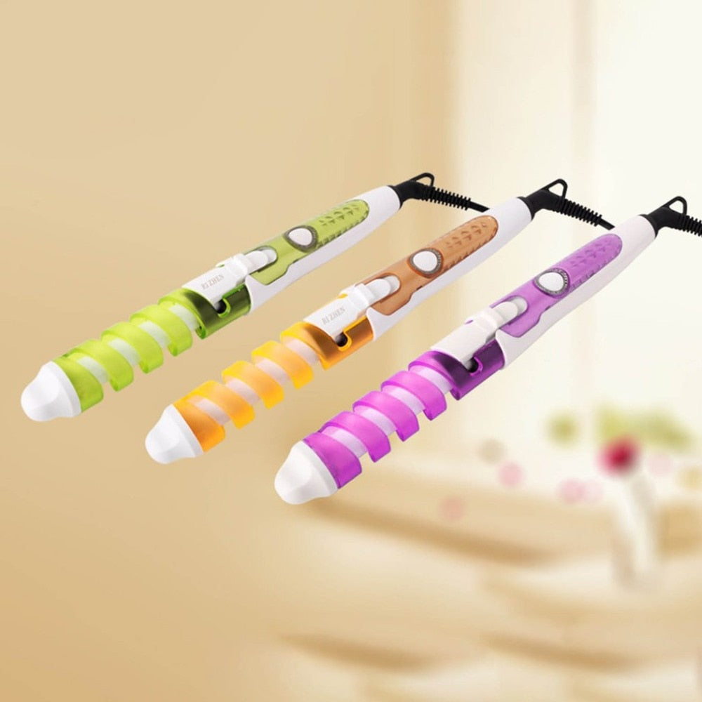 Women Anti-scald Curl Electric Ceramic Hair Curler Hair Rollers Curling Iron Wand - ebowsos