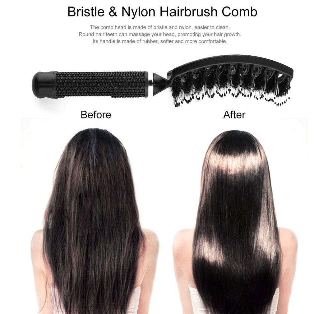 Women Hair Scalp Massage Comb Bristle Nylon Hairbrush Curly Detangle Hair Brush relaxation for Salon Hairdressing Styling Tools - ebowsos