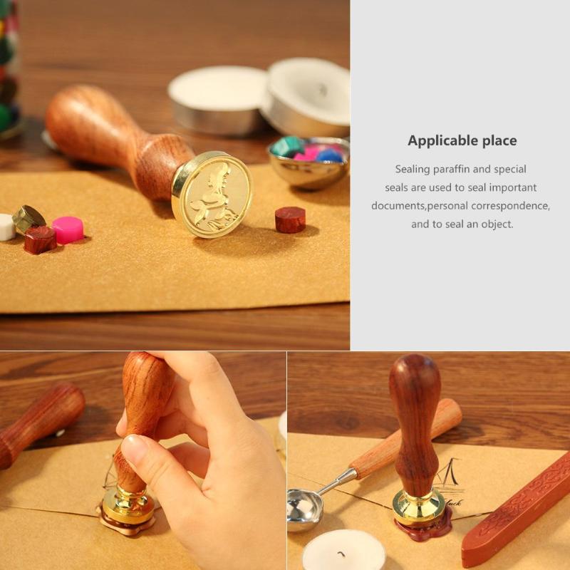 Wooden Antique Metal Sealing Wax Stamp Wide Scope of Application Lightweight Delicate Handle Wedding Invitations Customs Craft - ebowsos