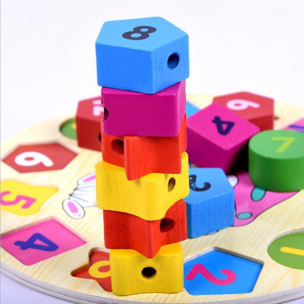 Wooden Block 12 Number Colorful Digital Geometry Clock Baby Educational Bricks Toy Baby Kids Children Toys Gifts 4 Styles-ebowsos