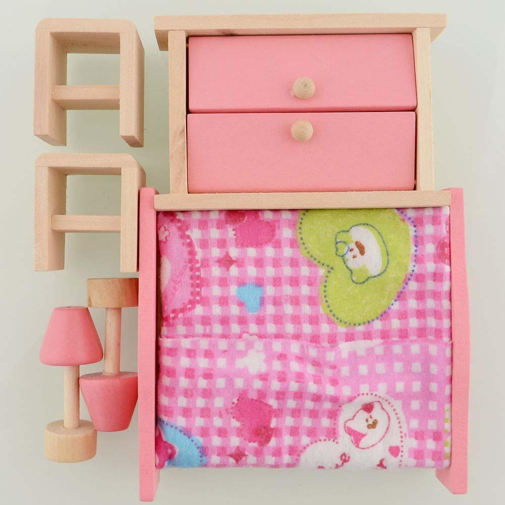 Wooden Dollhouse Furniture Toy Sets Exquisite Miniature 6 Room Doll furniture For Kids Child Toy Gifts Hot-ebowsos
