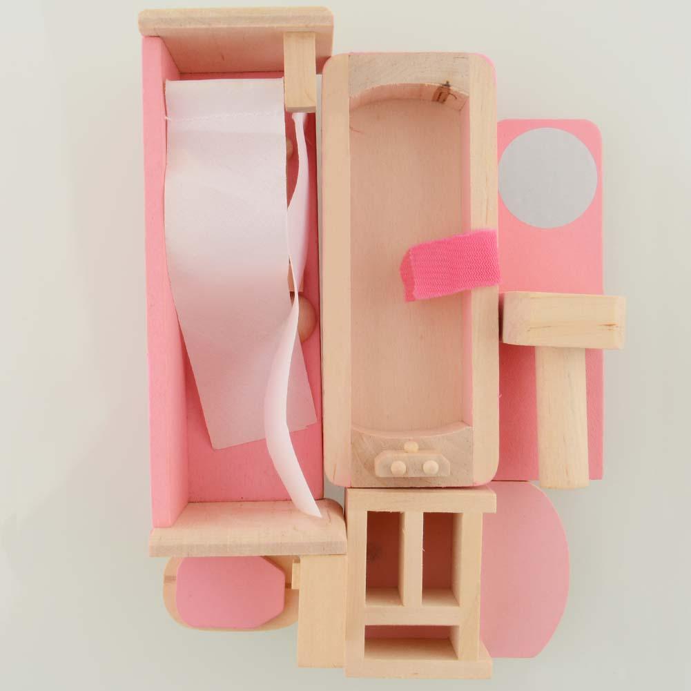 Wooden Dollhouse Furniture Toy Sets Exquisite Miniature 6 Room Doll furniture For Kids Child Toy Gifts Hot-ebowsos