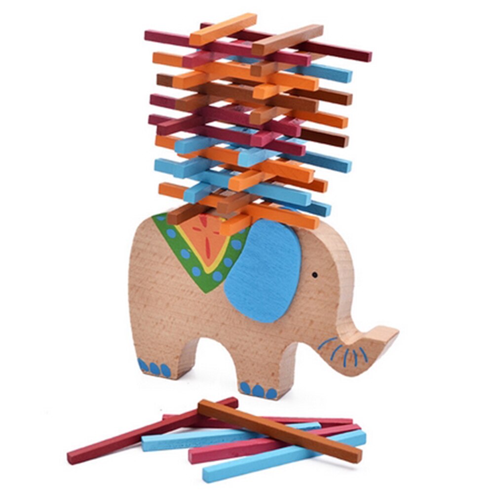 Wooden Elephant/Camel Balancing Blocks Toy Creative DIY Educational Beech Wood Balance Game Blocks Toy-ebowsos