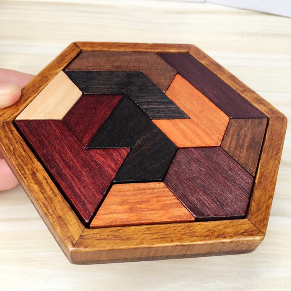 Wooden Jigsaw Puzzles Tangram Toys Board Wood Geometric Shape Puzzle Children Educational Toy Creative IQ Practice for Baby-ebowsos