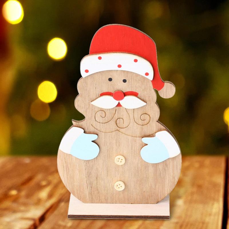 Wooden Santa Claus Shape Ornaments Home Window Dressing Decor Small and Exquisite Personality Portable Popular for Christmas - ebowsos