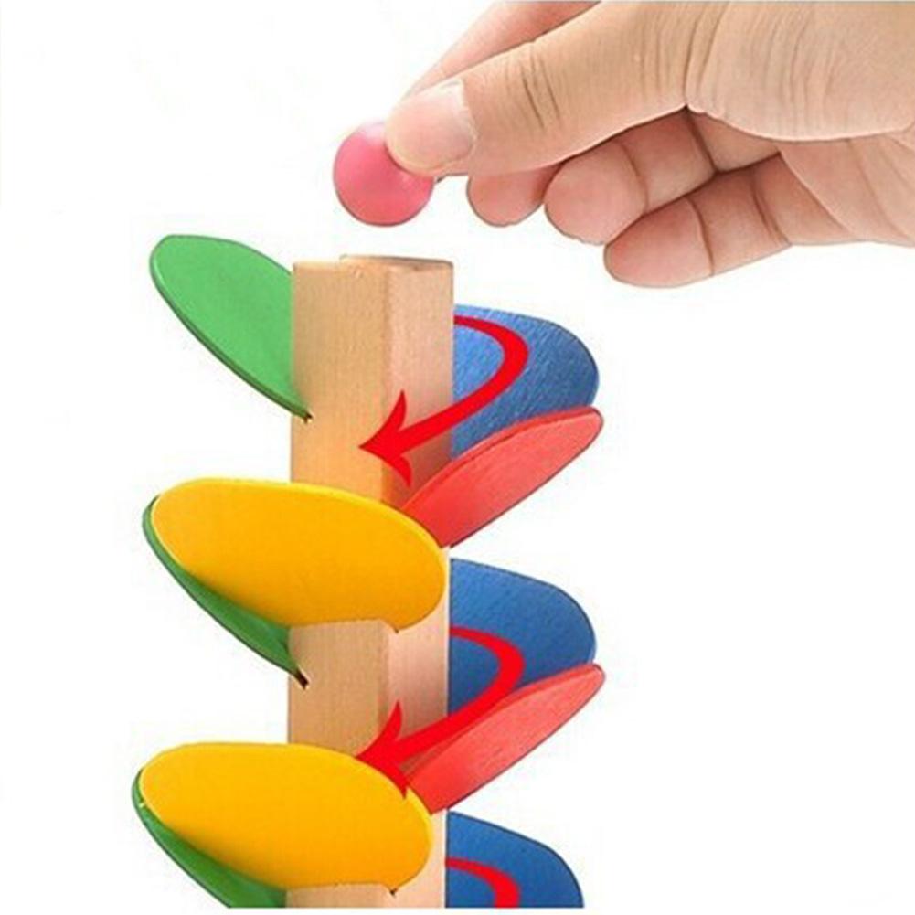Wooden Tree Blocks Marble Ball Run Track Creative Game Baby Kids Children Intelligence Educational Learning Toy-ebowsos