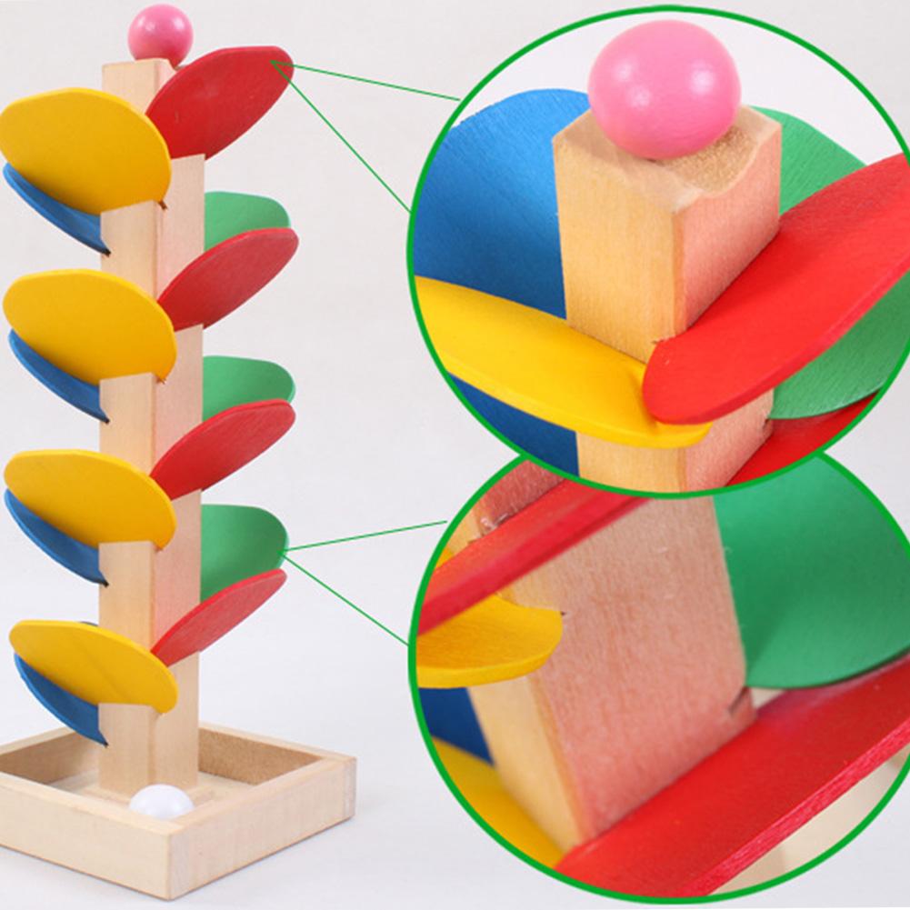 Wooden Tree Blocks Marble Ball Run Track Creative Game Baby Kids Children Intelligence Educational Learning Toy-ebowsos
