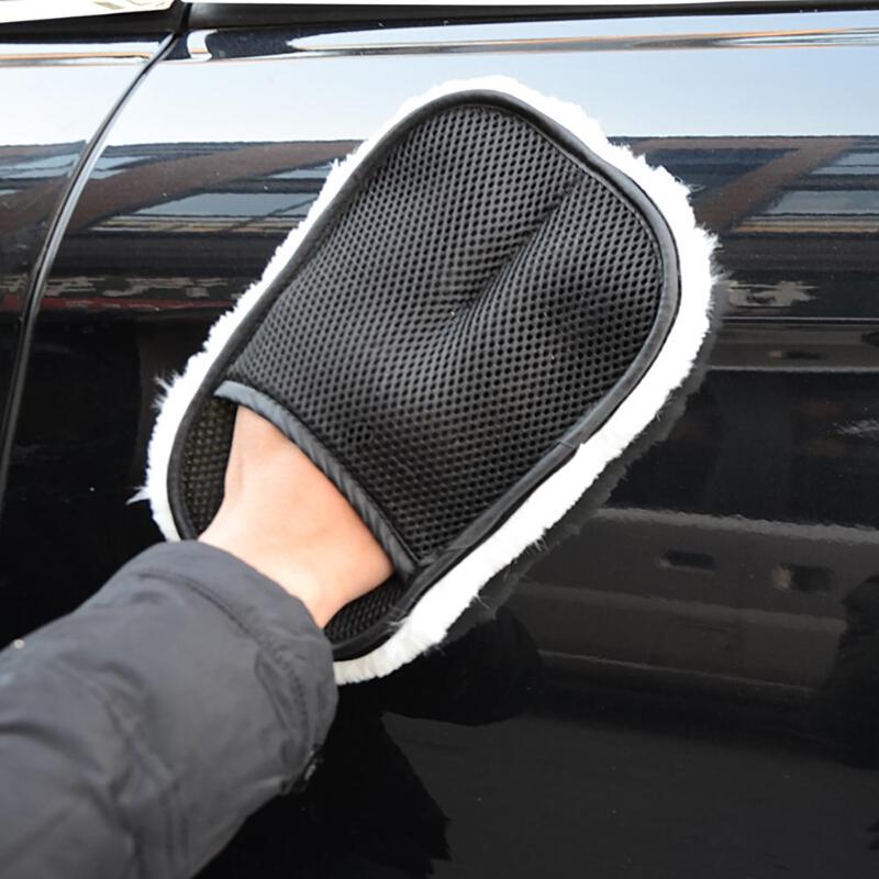 Wool Car Cleaning Polishing Gloves Household Cleaning Duster Brush Hand Glove Scrubber Cleaner Car Styling Washing Gloves Hot - ebowsos